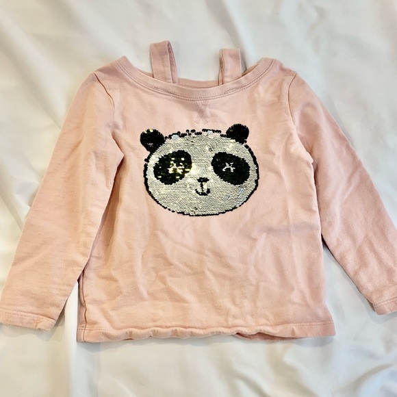 Carter’s panda face sweatshirt long-sleeve shirt sequins pink - Picture 1 of 5